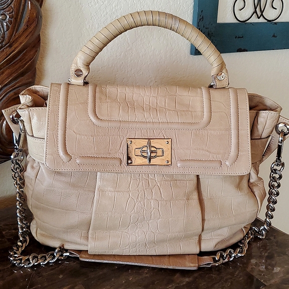*sale* Be & D croc embossed leather top handle bag - Picture 1 of 15